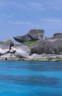 THAILAND, Koh Similan  , Donald Duck Bay, A rock which resembles the cartoon character perches next