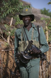 SUDAN, Nuba Mountains, Army, Portrait of SPLA Dinka officer.