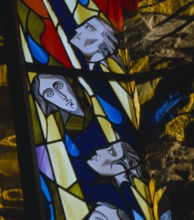 IRELAND, County Meath, Stained glass detail.