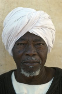 SUDAN, People, Men, Head and shoulders portrait of Chadian refugee man.