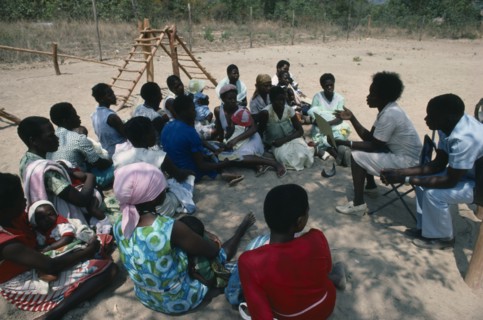 ZIMBABWE, Medical, Mobile clinic giving advice to mother and baby group.