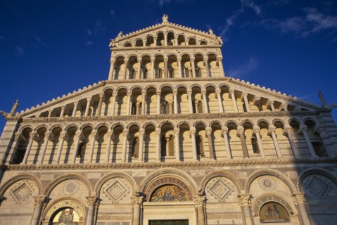 ITALY, Tuscany, Pisa, Duomo.  Pisan-Romanesque four tiered exterior facade.