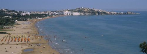 ITALY, Puglia, Peschici, "Promontorio del Gargano, The seaside Town resort by the Adriatic Sea.