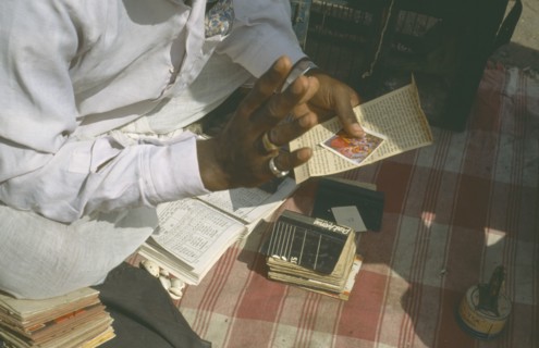 INDIA, Maharashtra, Pune, Cropped view of fortune teller.