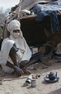 NIGER, People, Men, Tuareg men in encampment near Inwaggeur.