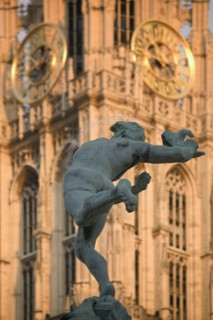 BELGIUM, Flemish Region, Antwerp, "Detail of the Brabo Fountain in Grote Markt, Main Square with