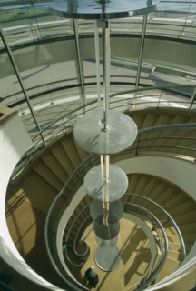 ENGLAND, East Sussex, Bexhill on Sea, De La Warr Pavilion. Interior view looking down the helix