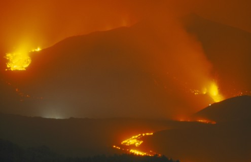 ITALY, Sicily, Mount Etna, Lava flow from the Monti Calcarazzi fissure on the southern flank of