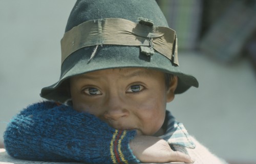 ECUADOR, Chimborazo, Riobamba, Portrait of young boy from Simiatug.