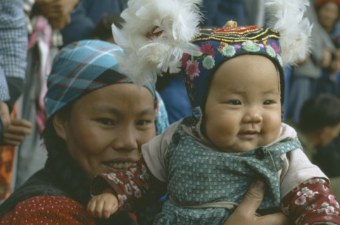 CHINA, Children, With Mother, Portrait of mother and baby.