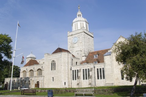 ENGLAND, Hampshire, Portsmouth, The Anglican Cathedral Church of St Thomas of Canterbury started in