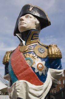 ENGLAND, Hampshire, Portsmouth, Ships figurehead of Admiral Lord Nelson in the Historic Naval