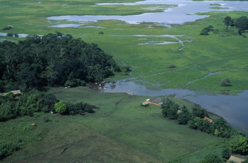 BRAZIL, Amazon, Para, Elevated view over Amazon floodplain near Monte Alegre.
