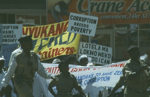 UGANDA, Kampala, Demonstration to Stop Corruption on Kampala Road.