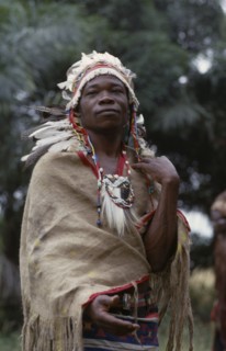 CONGO, Tribal People, Portrait of traditional dancer of African ballet group.