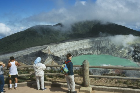COSTA RICA, Alajuela Province, Poas Volcano, Volcan Poas National Park. View from the observation