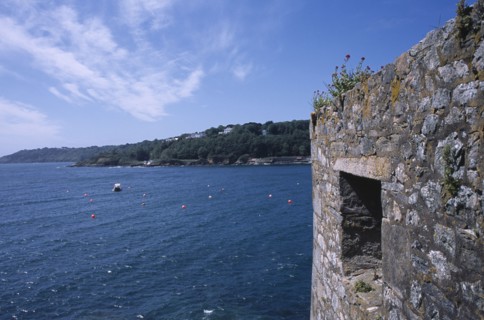 UNITED KINGDOM, Channel Islands, Guernsey, St Peter Port. Castle Cornet with part view of wall and