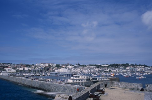 UNITED KINGDOM, Channel Islands, Guernsey, St Peter Port. Castle Cornet. View across castle walls
