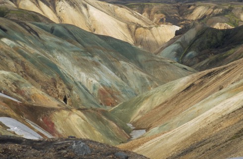 ICELAND, South Central, Landmannalaugar, Colourful Rhyolite Mountains.