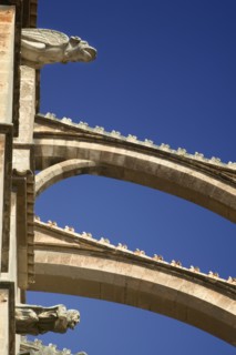 SPAIN, Balearic Islands, Mallorca, "Palma de Mallorca,  Detail of The Cathedral including gargoyles