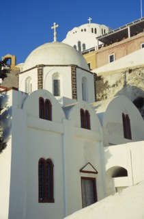 GREECE, Cyclades Islands, Santorini, Thira. Domed Church