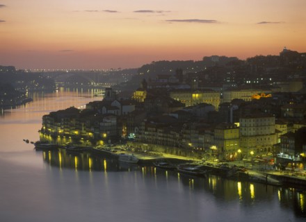 PORTUGAL, Porto, Oporto, City and the Douro River at sunset.