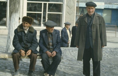 RUSSIA, Dagestan, Derbent, Group of middle aged Avar men.