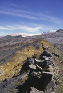 COLOMBIA, Cordillera, Boyaca, "Southern entrance to Sierra Nevada de Cocuy, with muleteer."