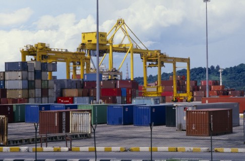 SINGAPORE, Keppel Harbour, Tanjong Pagar container terminal.