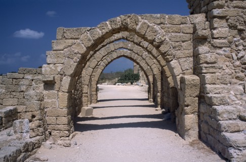 ISRAEL, Caesarea, Crusader Church stone arches