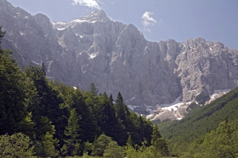 SLOVENIA , Triglav National Park, Julian Mountain, The North Face of Mount Triglav at the end of