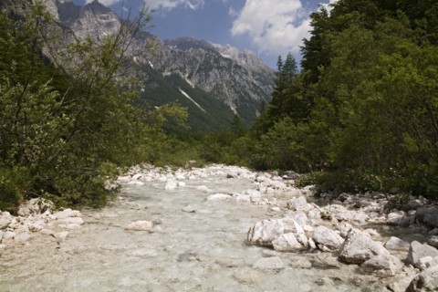 SLOVENIA , Triglav National Park, Julian Mountain Range, Looking along the Vrata Valley the longest
