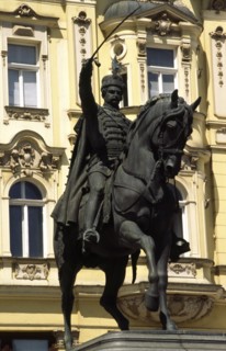CROATIA, Zagreb, "Ban Jelacic square bronze sculpture of Ban Jelacic. The centrepiece of the city's