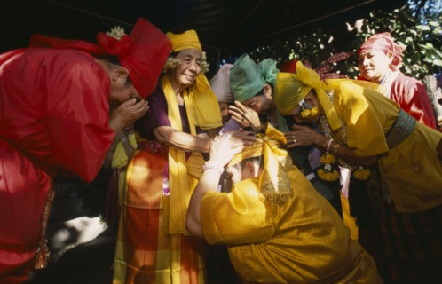 THAILAND, Chiang Mai, Sect of Spirit Worshippers at prayer and receiving blessing.