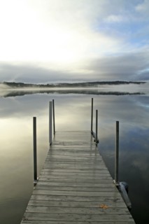USA, New Hampshire, Tilton, "Winnisquam Lake, jetty"