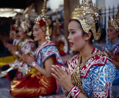 THAILAND, People, Temple dancers in traditional costume.