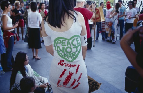 THAILAND, Bangkok, Anti-war rally outside MBK shopping mall protesting against Bush and Blair.