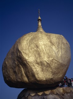 MYANMAR, Pegu, Kyaiktiyo Pagoda, "Worshippers at the Golden Rock Pagoda, historical Buddhist