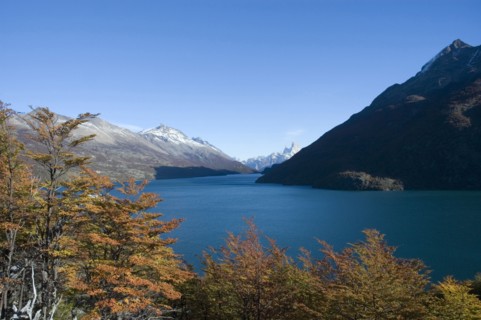 ARGENTINA, Lago del Desierto, El Chalten, Lago del Desierto with Fitzroy mountains in background.