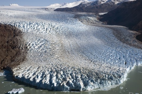 CHILE, Southern Patagonia, Southern Ice fields , Early morning view of Glacier O'Higgins with the