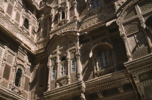 INDIA, Rajasthan, Jaisalmer, Patwon-ki-Haveli 1800-1860.  Sandstone house of wealthy merchant.
