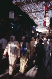 MOROCCO, Marrakech, Busy interior of souk. Market