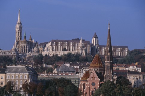 HUNGARY, Budapest, Cityscape.  View towards Castle Hill with Matyas Church and the Fisherman s