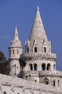 HUNGARY, Budapest, Fishermen s Bastion.  White rampart and turrets built on site of medieval fish
