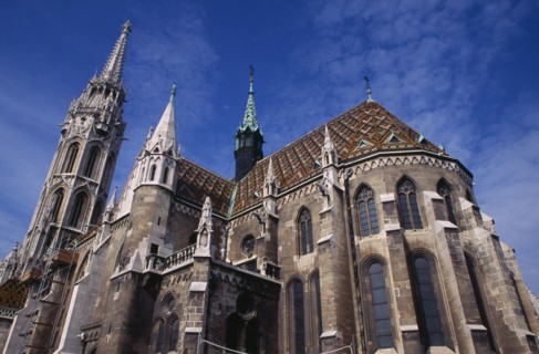 HUNGARY, Budapest, Castle Hill.  Matyas Church  nineteenth century exterior. Eastern Europe