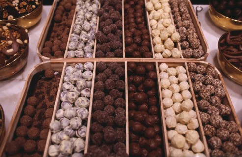 BELGIUM, Brabant, Brussels, Display of Belgian chocolates.
