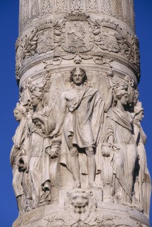 BELGIUM, Brabant, Brussels, Detail of carving around the Congress Column built 1850 by Poelaert