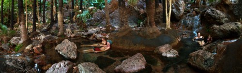 Australia, Western Australia, Near Kununurra, Panorama of the Zebedee Springs on El Questro