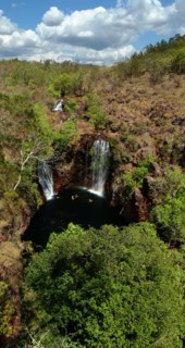 Australia, Northern Territory, Near Bachelor, Vertical Panorama Florence Falls - Outback