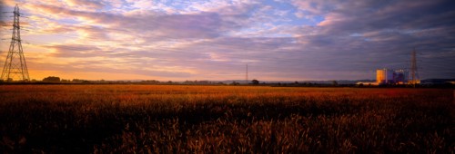 UK, Gloucester, Between Bristol & Gloucester, Oldbury Nuclear Power Station at Sunrise